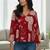 Womens red self design cotton fabric kurtis 3/4 sleeves v-neck