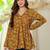 Womens yellow self design cotton fabric kurtis 3/4 sleeves v-neck