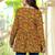 Womens yellow self design cotton fabric kurtis 3/4 sleeves v-neck