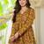Womens yellow self design cotton fabric kurtis 3/4 sleeves v-neck
