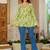 Womens green self design cotton fabric kurtis 3/4 sleeves v-neck
