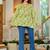 Womens green self design cotton fabric kurtis 3/4 sleeves v-neck