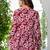 Womens maroon self design cotton fabric kurtis 3/4 sleeves v-neck