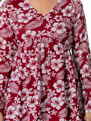 Womens maroon self design cotton fabric kurtis 3/4 sleeves v-neck 5