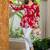 Womens red self design cotton fabric kurtis 3/4 sleeves v-neck
