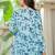 Womens blue self design cotton fabric kurtis 3/4 sleeves v-neck