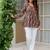 Womens green self design cotton fabric kurtis 3/4 sleeves v-neck