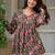 Womens green self design cotton fabric kurtis 3/4 sleeves v-neck