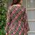 Womens green self design cotton fabric kurtis 3/4 sleeves v-neck