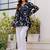 Womens black self design cotton fabric kurtis 3/4 sleeves v-neck