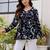 Womens black self design cotton fabric kurtis 3/4 sleeves v-neck