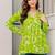 Womens lime green self design cotton fabric kurtis 3/4 sleeves v-neck