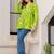 Womens lime green self design cotton fabric kurtis 3/4 sleeves v-neck