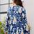 Womens blue self design cotton fabric kurtis 3/4 sleeves v-neck