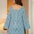 Womens blue self design cotton fabric kurtis 3/4 sleeves sqaure neck