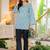 Womens blue self design cotton fabric kurtis 3/4 sleeves sqaure neck