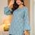 Womens blue self design cotton fabric kurtis 3/4 sleeves sqaure neck
