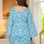 Womens blue self design cotton fabric kurtis 3/4 sleeves sqaure neck
