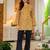 Womens yellow self design cotton fabric kurtis 3/4 sleeves sqaure neck