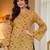 Womens yellow self design cotton fabric kurtis 3/4 sleeves sqaure neck