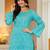 Womens turquoise blue self design cotton fabric kurtis 3/4 sleeves sqaure neck