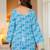 Womens blue self design cotton fabric kurtis 3/4 sleeves sqaure neck