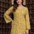 Womens yellow self design cotton fabric kurtis 3/4 sleeves sqaure neck