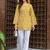 Womens yellow self design cotton fabric kurtis 3/4 sleeves sqaure neck