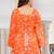 Womens orange self design cotton fabric kurtis 3/4 sleeves sqaure neck