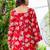 Womens red self design cotton fabric kurtis 3/4 sleeves sqaure neck