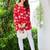 Womens red self design cotton fabric kurtis 3/4 sleeves sqaure neck