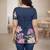Womens navy blue self design cotton fabric kurtis 3/4 sleeves scoop neck