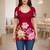 Womens maroon self design cotton fabric kurtis 3/4 sleeves scoop neck