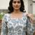 Womens white self design cotton fabric kurtis 3/4 sleeves sqaure neck