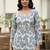 Womens white self design cotton fabric kurtis 3/4 sleeves sqaure neck