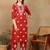 Women red floral embroidered lucknowi chikankari straight liva kurta & palazzo set