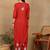 Women red floral embroidered lucknowi chikankari straight liva kurta & palazzo set