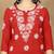 Women red floral embroidered lucknowi chikankari straight liva kurta & palazzo set