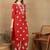 Women red floral embroidered lucknowi chikankari straight liva kurta & palazzo set