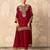 Red color embroideried faux georgette semi stitched salwar suit