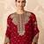 Red color embroideried faux georgette semi stitched salwar suit