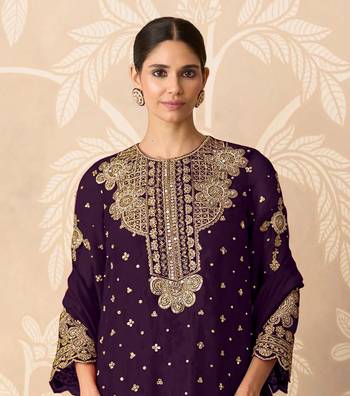 Purple embroidered faux georgette salwar suit 2