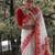 Durga puja special bengali silk blend saree in red & white combination