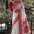 Durga puja special bengali silk blend saree in red & white combination