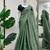 Olive Color Embroidery work  chiffon saree 