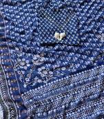 Navy Blue Color khatali handwork katdana and real mirror work  Georgette Saree