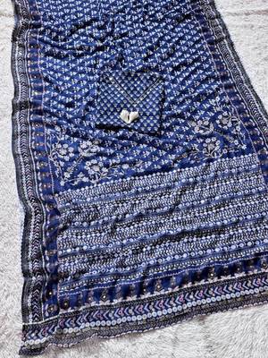 Navy Blue Color khatali handwork katdana and real mirror work  Georgette Saree 2