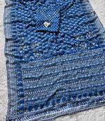 Blue Color khatali handwork katdana and real mirror work  Georgette Saree