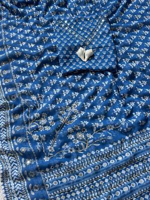 Blue Color khatali handwork katdana and real mirror work  Georgette Saree 2