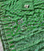 Green  Color khatali handwork katdana and real mirror work  Georgette Saree
